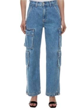 Denim Forum sz 28 NWOT 90’s Millie Hi- Rise Cargo Work Pants in Light Blue Denim